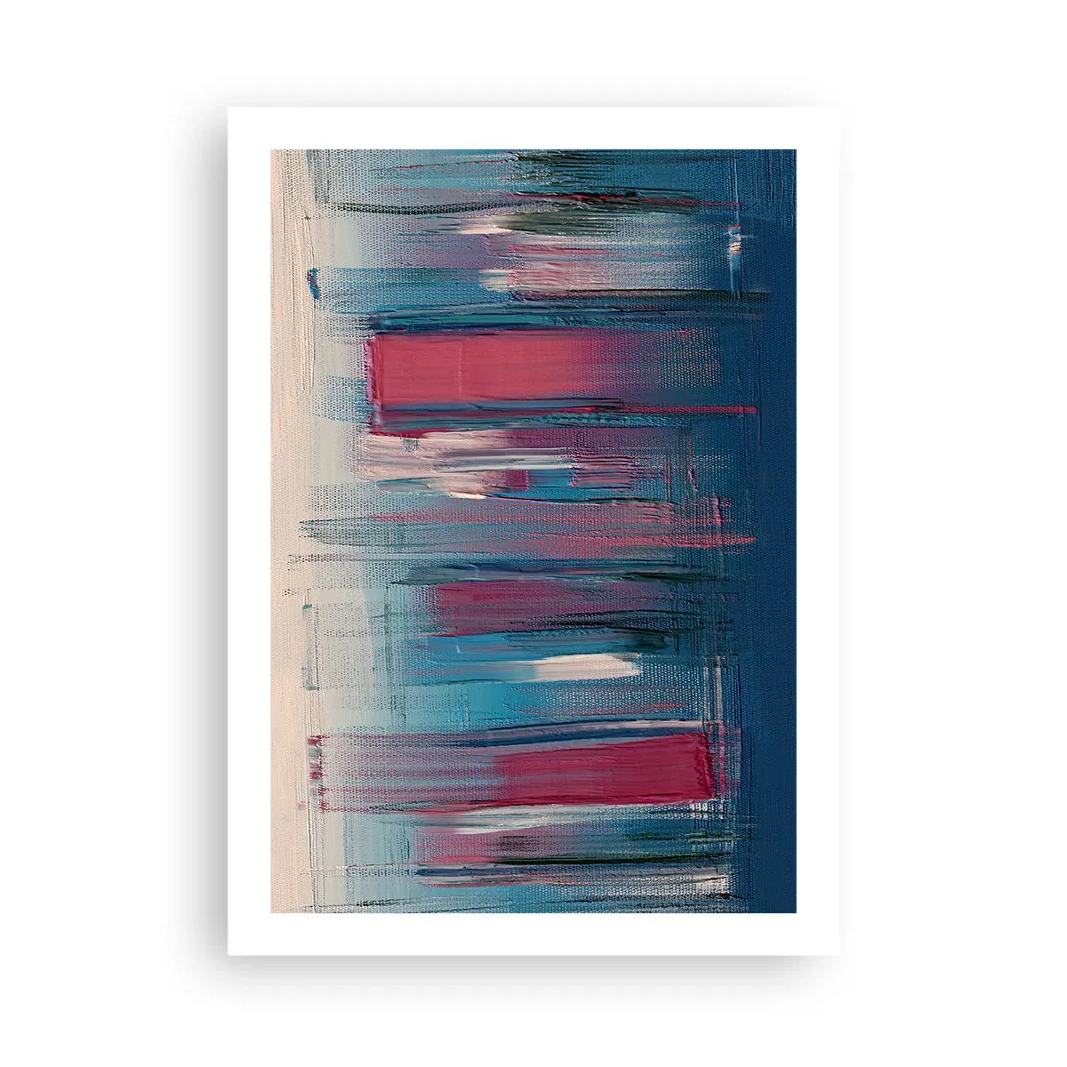 Plakat - Abstrakcyjna kompozycja w odcieniach niebieskiego i czerwieni - 50x70cm - Kompozycja wertykalna w błękicie i czerwieni - Nowoczesna dekoracja ścienna do salonu, kuchni i sypialni ARTTOR
