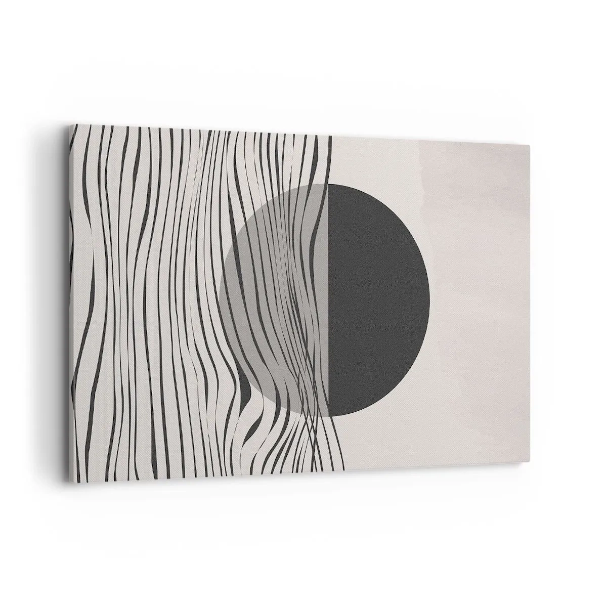 Obraz na płótnie - Abstrakcyjne linie i geometryczne kształty w stonowanych barwach - 120x80cm - Kompozycja połowiczna - Nowoczesna dekoracja ścienna do salonu, kuchni i sypialni ARTTOR