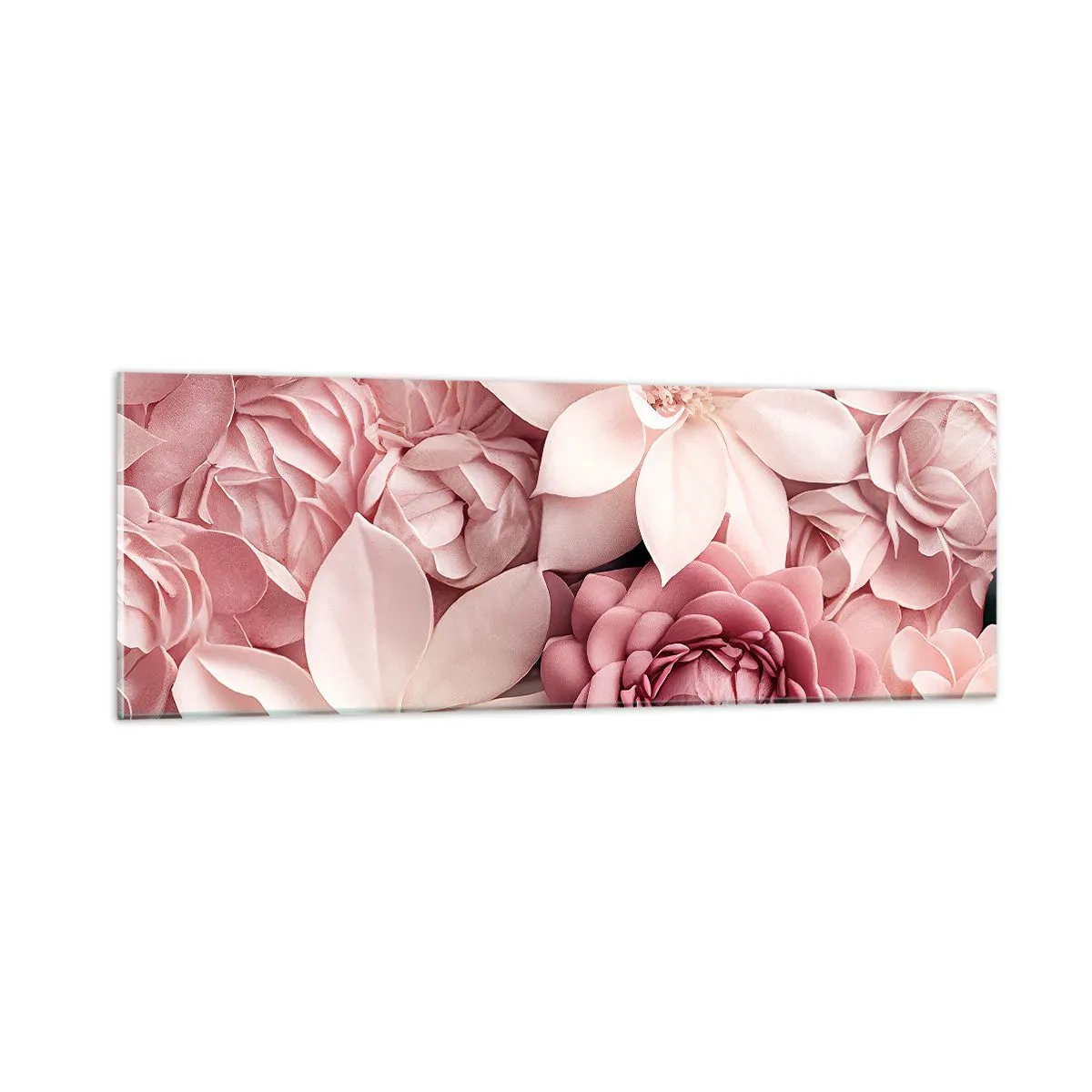 Obraz na szkle - W różowych płatkach - 90x30 cm
