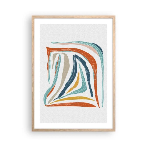 Plakat w ramie jasny dąb - Abstrakcja przyjaźnie uśmiechnięta - 50x70 cm