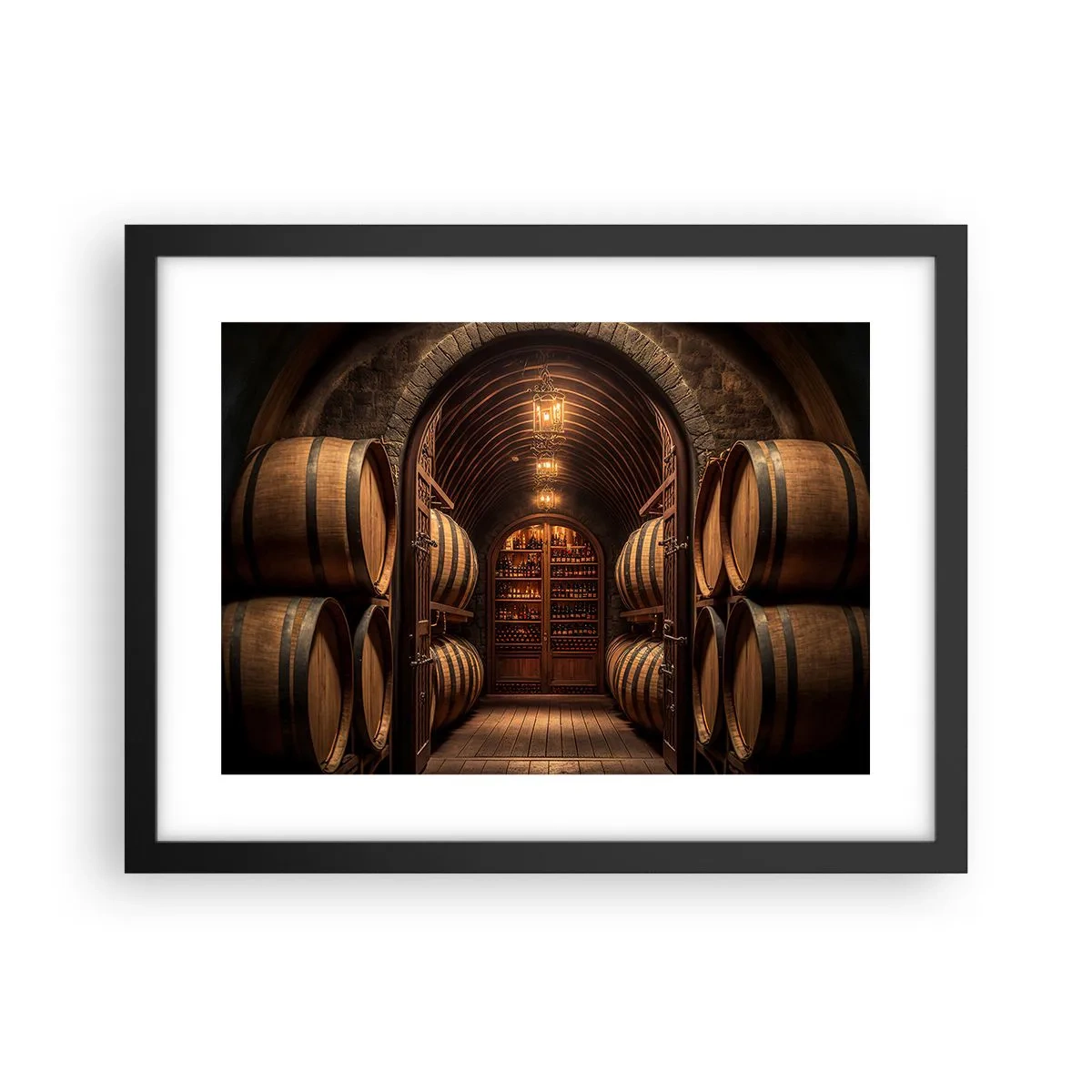 Plakat w czarnej ramie - Klimatyczna piwnica - 40x30 cm