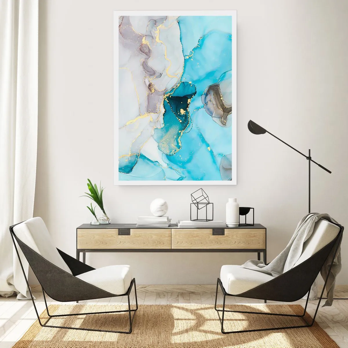 Plakat - Studium spotkania szarości z turkusem - 61x91 cm