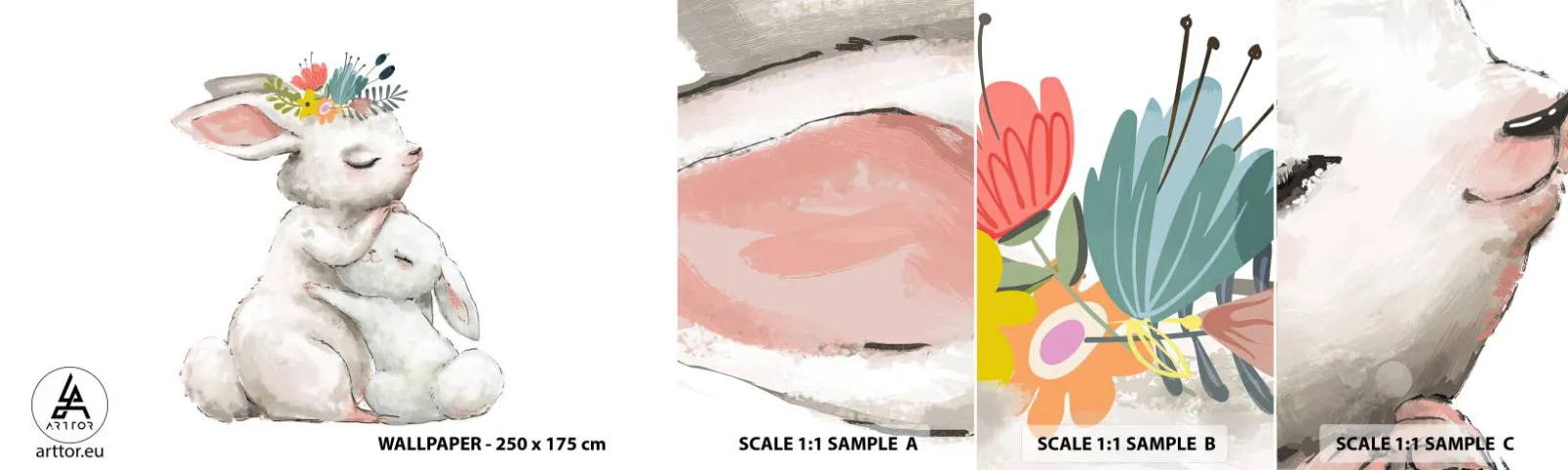 Fototapeta Próbka Standard Eco - Nie ma jak u mamy - Dla Dzieci, Królik, Matka Z Dzieckiem - 100x30 cm