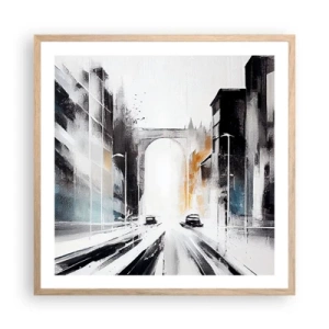 Plakat w ramie jasny dąb - Studium miasta: architektura i ruch - 60x60 cm