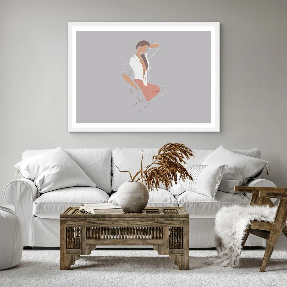 Plakat w białej ramie - Zarys wdzięku - 60x60 cm