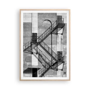 Plakat w ramie jasny dąb - Industrialny styl - 70x100 cm