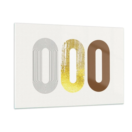 Obraz na szkle - Nowoczesna grafika geometryczna w złocie i brązie - 120x80cm - Ooo! - Nowoczesna dekoracja ścienna do salonu, kuchni i sypialni ARTTOR