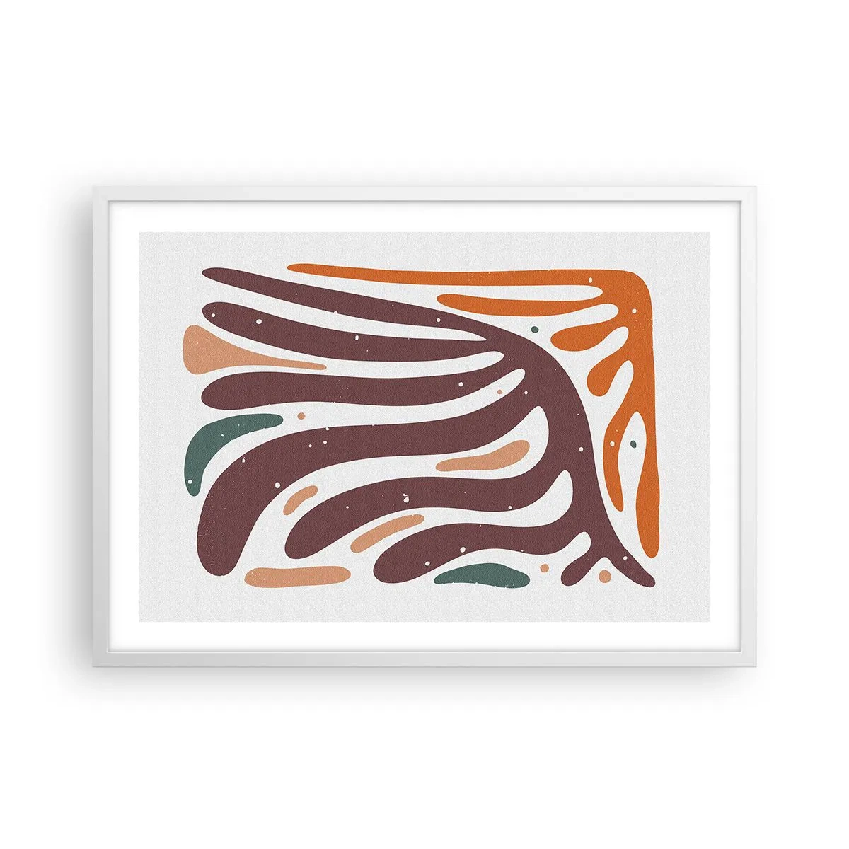 Plakat w białej ramie - Kompozycja organiczna promienista - 70x50 cm