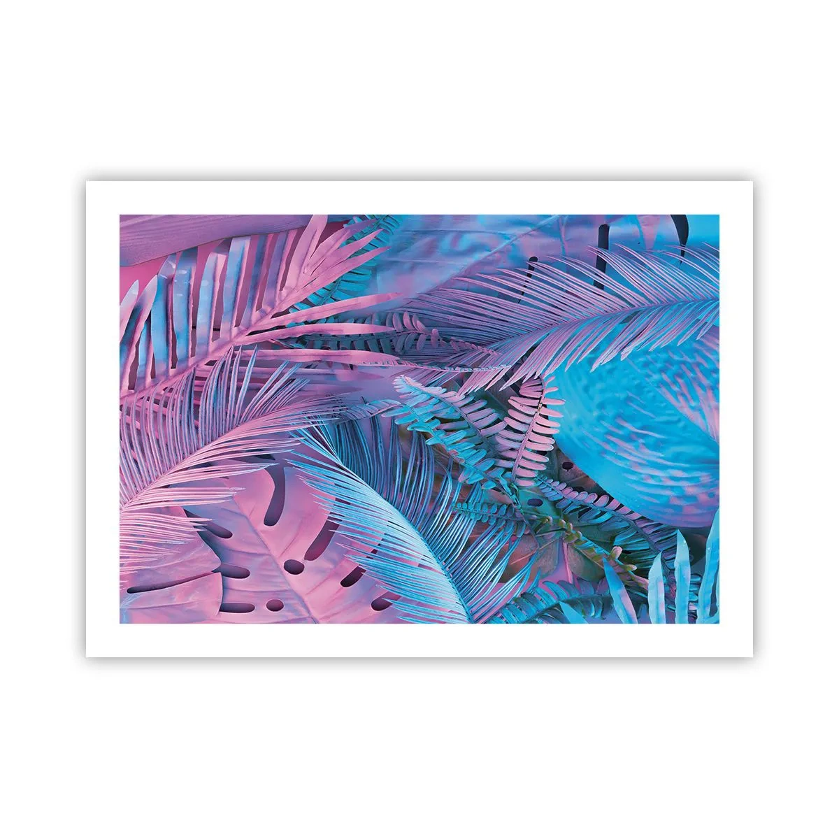 Plakat - Tropiki w różu i błękicie - 70x50 cm