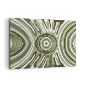 Obraz na płótnie - Abstrakcyjne wzory w odcieniach zieleni i brązu - 100x70cm - Eksplozja emocji - Nowoczesna dekoracja ścienna do salonu, kuchni i sypialni ARTTOR