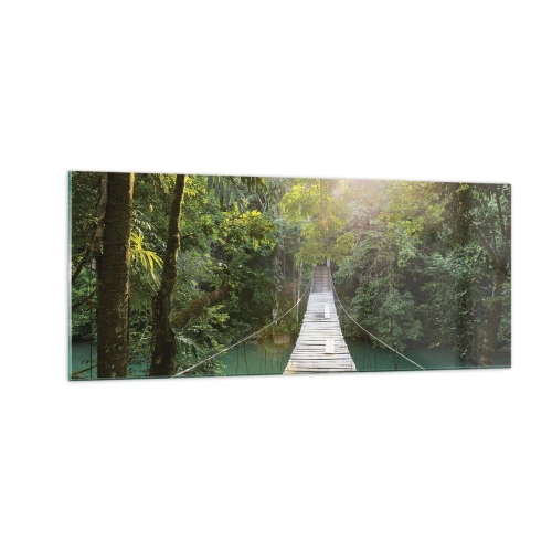 Obraz na szkle - Nad lazurową wodą do lazurowego lasu - 100x40 cm