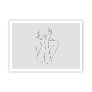 Plakat - Minimalistyczny rysunek twarzy i dłoni linią - 100x70cm - O czym marzą dziewczyny - Nowoczesna dekoracja ścienna do salonu i sypialni ARTTOR
