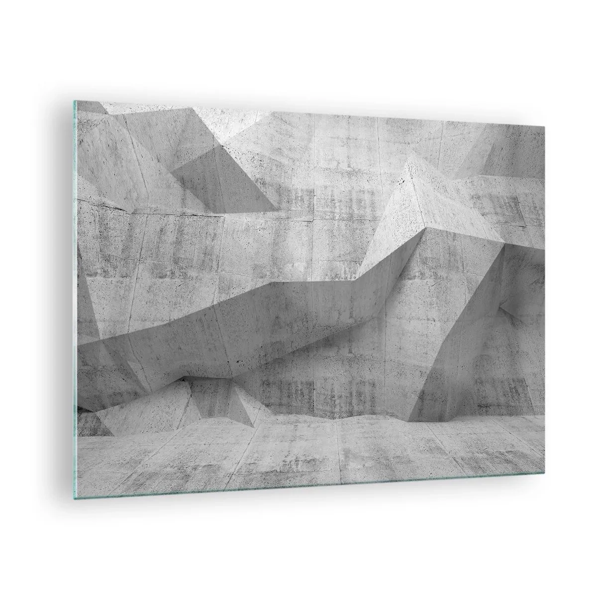 Obraz na szkle - Geometryczna struktura betonu w odcieniach szarości - 70x50cm - Prawdziwe wyzwanie - Nowoczesna dekoracja ścienna do salonu i sypialni ARTTOR