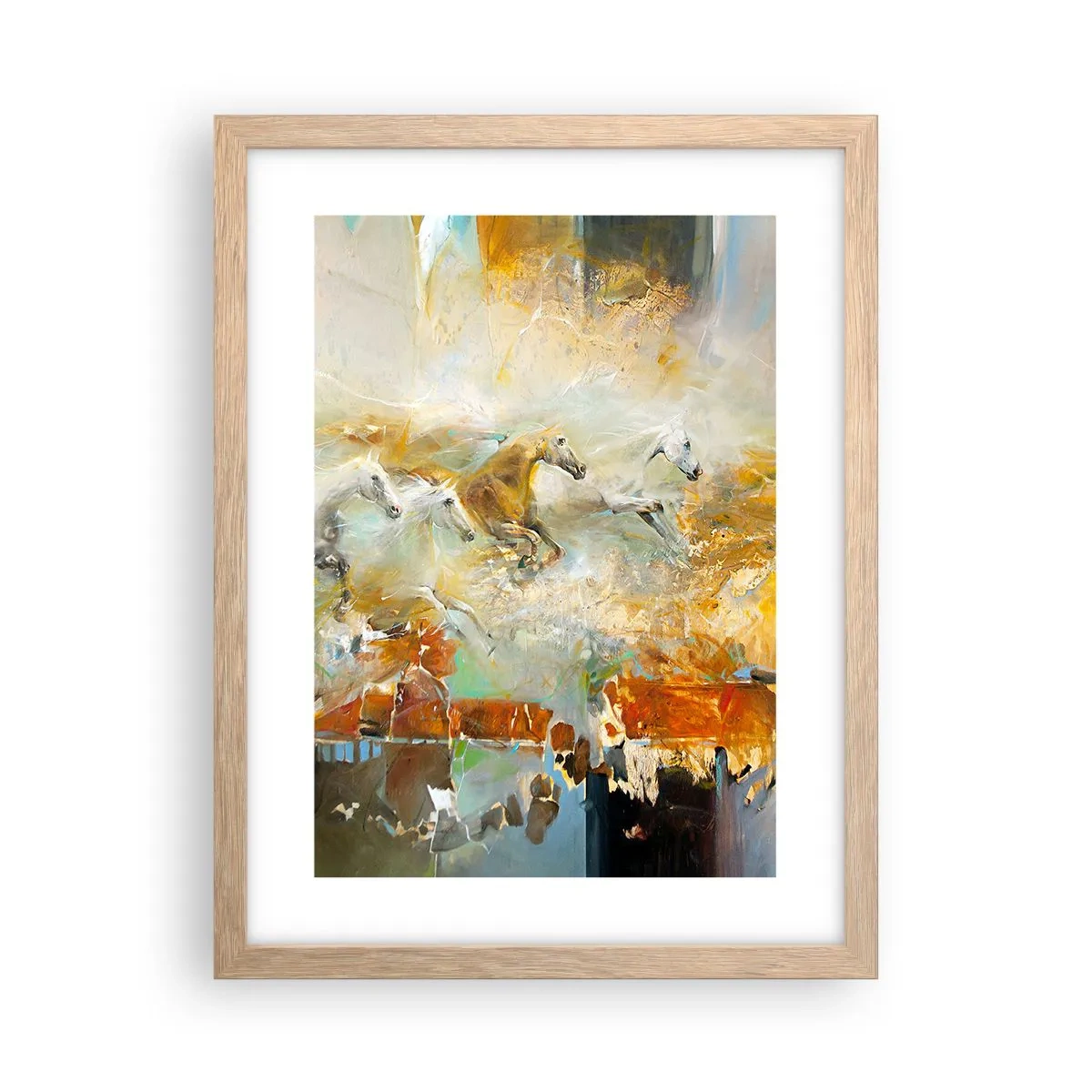 Plakat w ramie jasny dąb - Galopem przez światło - 30x40 cm