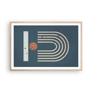 Plakat w ramie jasny dąb - Geometria na granacie - 91x61 cm