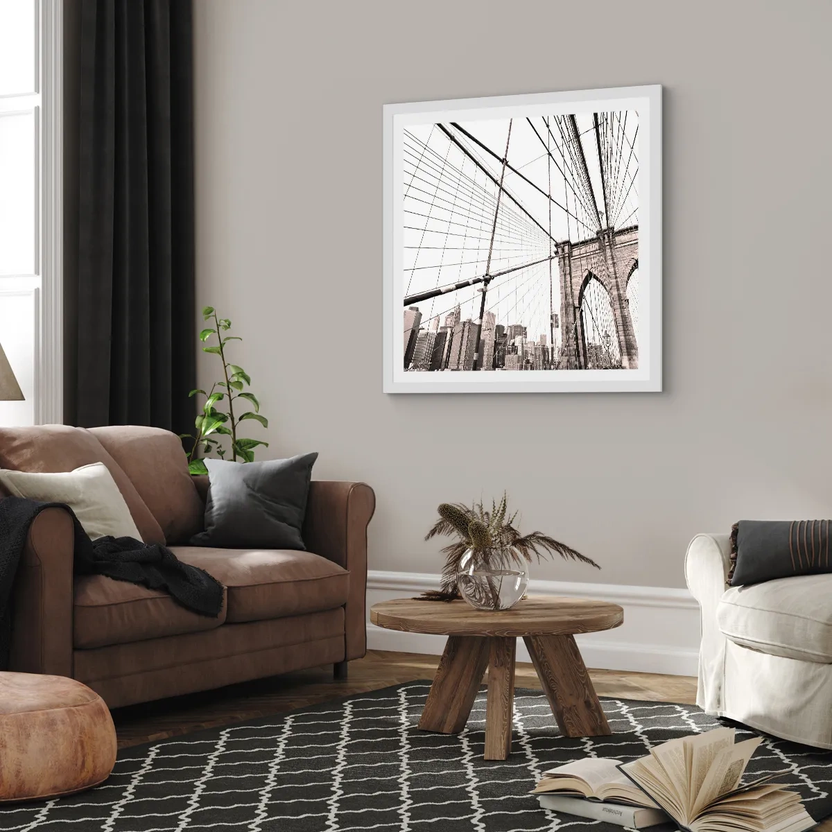 Plakat w białej ramie - Nowojorska katedra - 50x50 cm