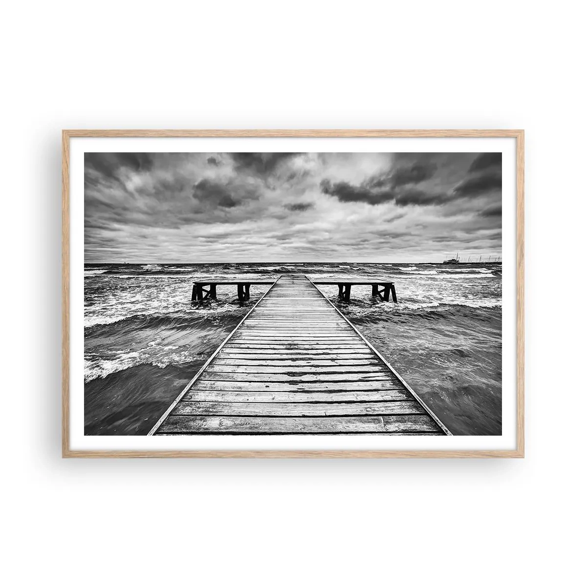 Plakat w ramie jasny dąb - Czekam na wiatr, co rozgoni… - 100x70 cm