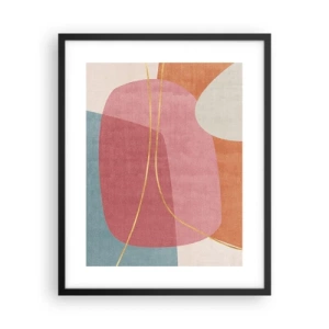 Plakat w czarnej ramie - Pastelowa kompozycja z nicią złota - 40x50 cm