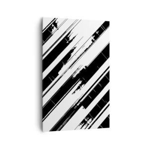 Obraz na płótnie - Czarno-białe linie i geometryczne wzory w nowoczesnym stylu - 80x120cm - Kompozycja intensywna i dynamiczna - Nowoczesna dekoracja ścienna do salonu i sypialni ARTTOR