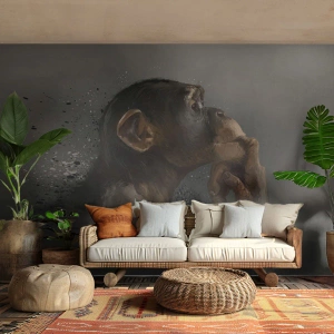 Fototapeta Premium Canvas - Z pewnością myśliciel - Zwierzęta, Małpa, Sztuka - 350x256 cm
