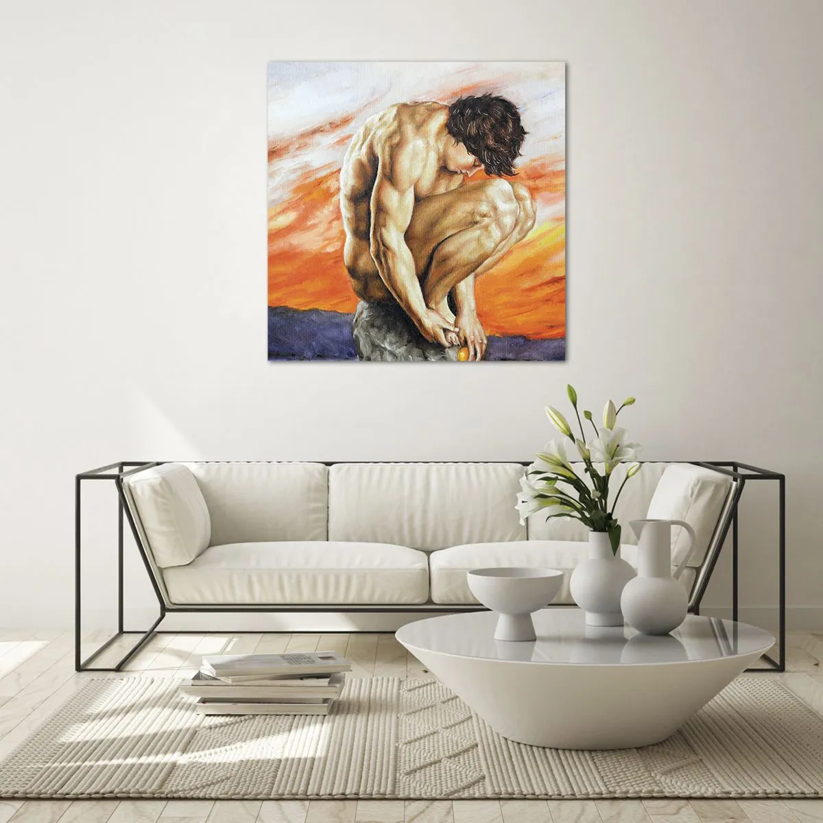 Obraz na szkle - Zatopiony w sobie - 30x30 cm