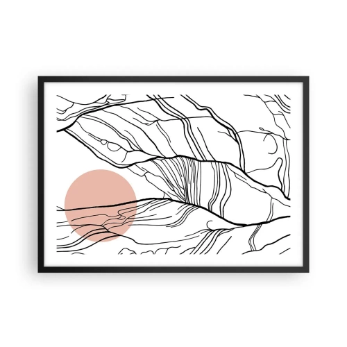 Plakat w czarnej ramie - Minimalistyczne linie z geometrycznym akcentem - 70x50cm - W sieci gałązek - Nowoczesna dekoracja ścienna do salonu i sypialni ARTTOR