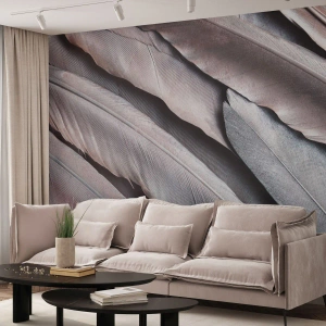 Fototapeta Samoprzylepna Deluxe Sticker - W różowej srebrzystości - Pióro Ptaka, Grafika, Boho - 500x350 cm