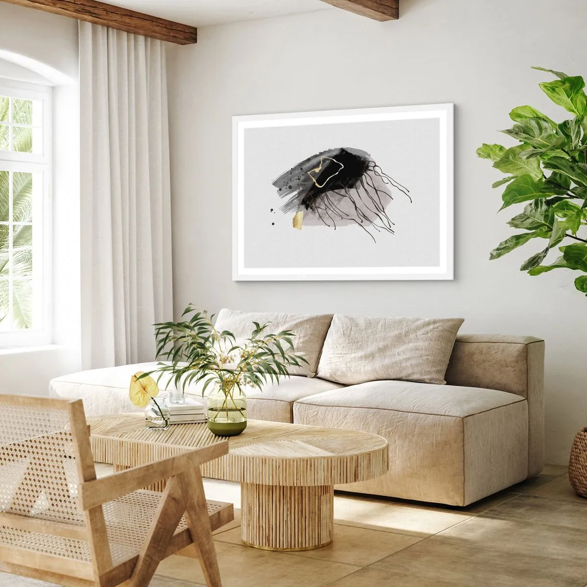 Plakat w białej ramie - W czerni i w złocie - 100x70 cm