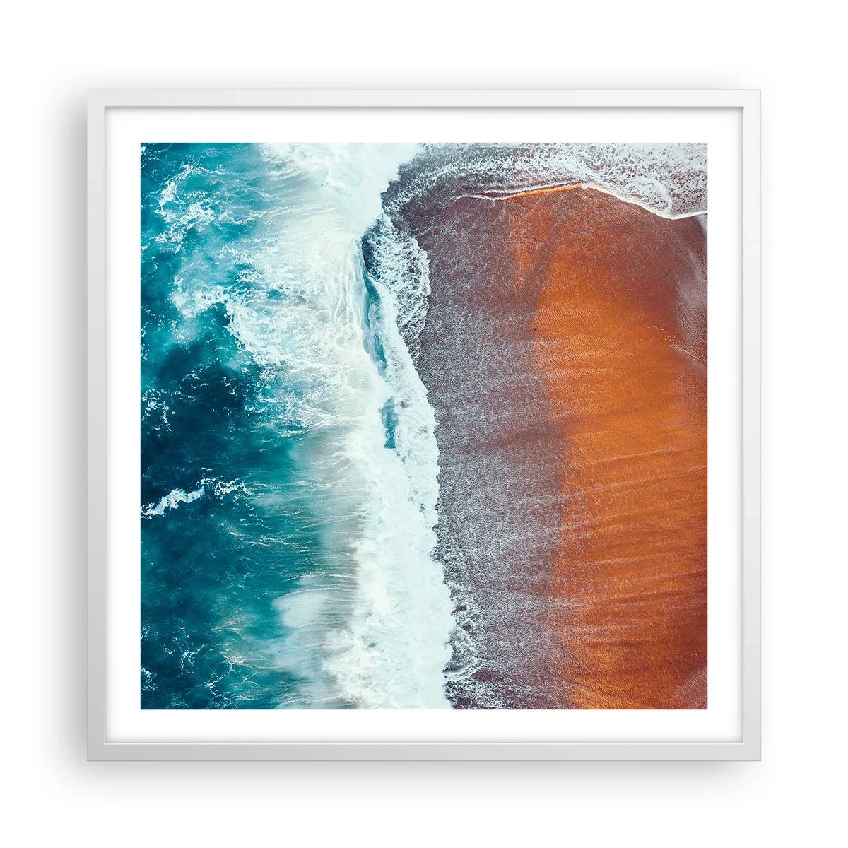 Plakat w białej ramie - Dotyk oceanu - 60x60 cm
