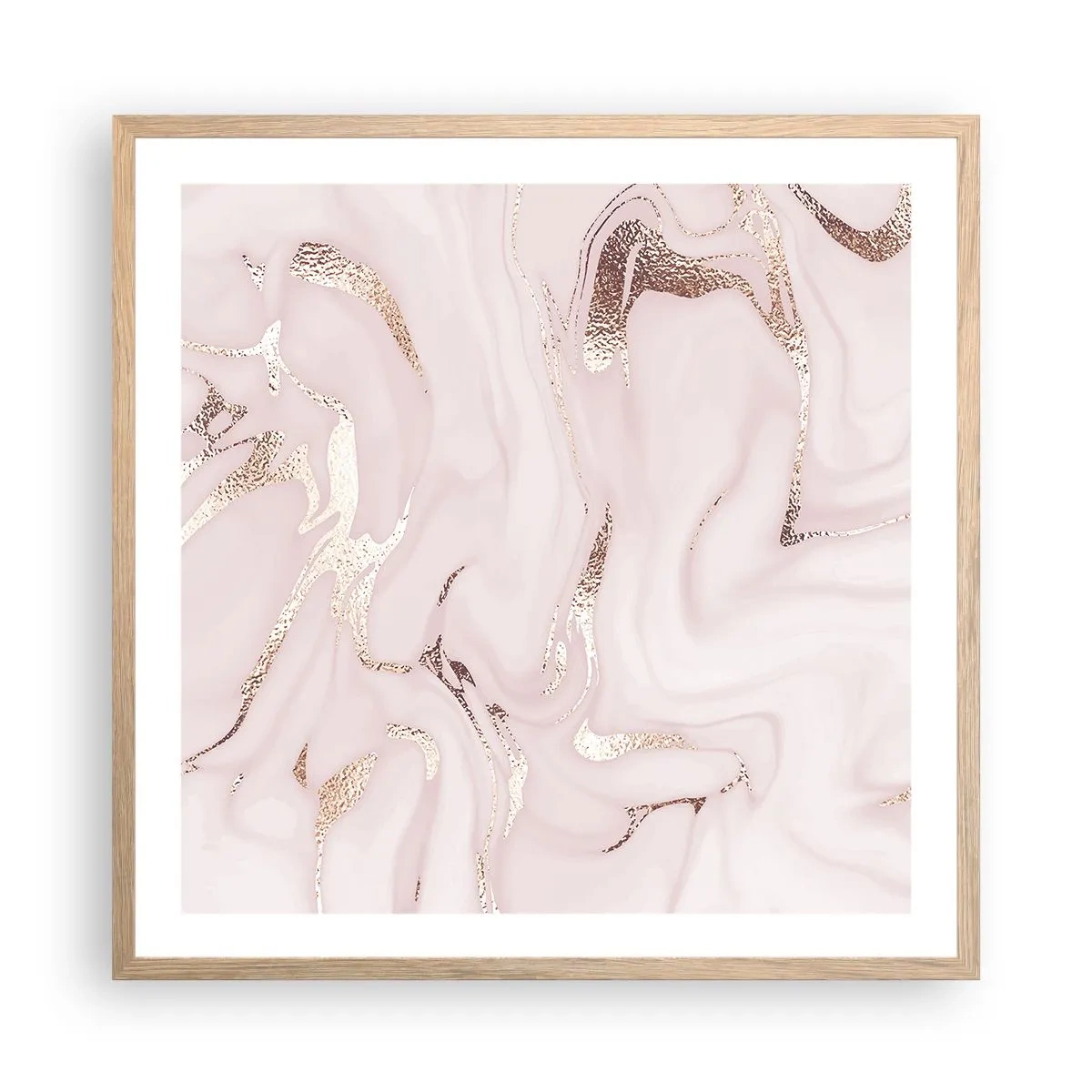 Plakat w ramie jasny dąb - W różowym szale - 60x60 cm