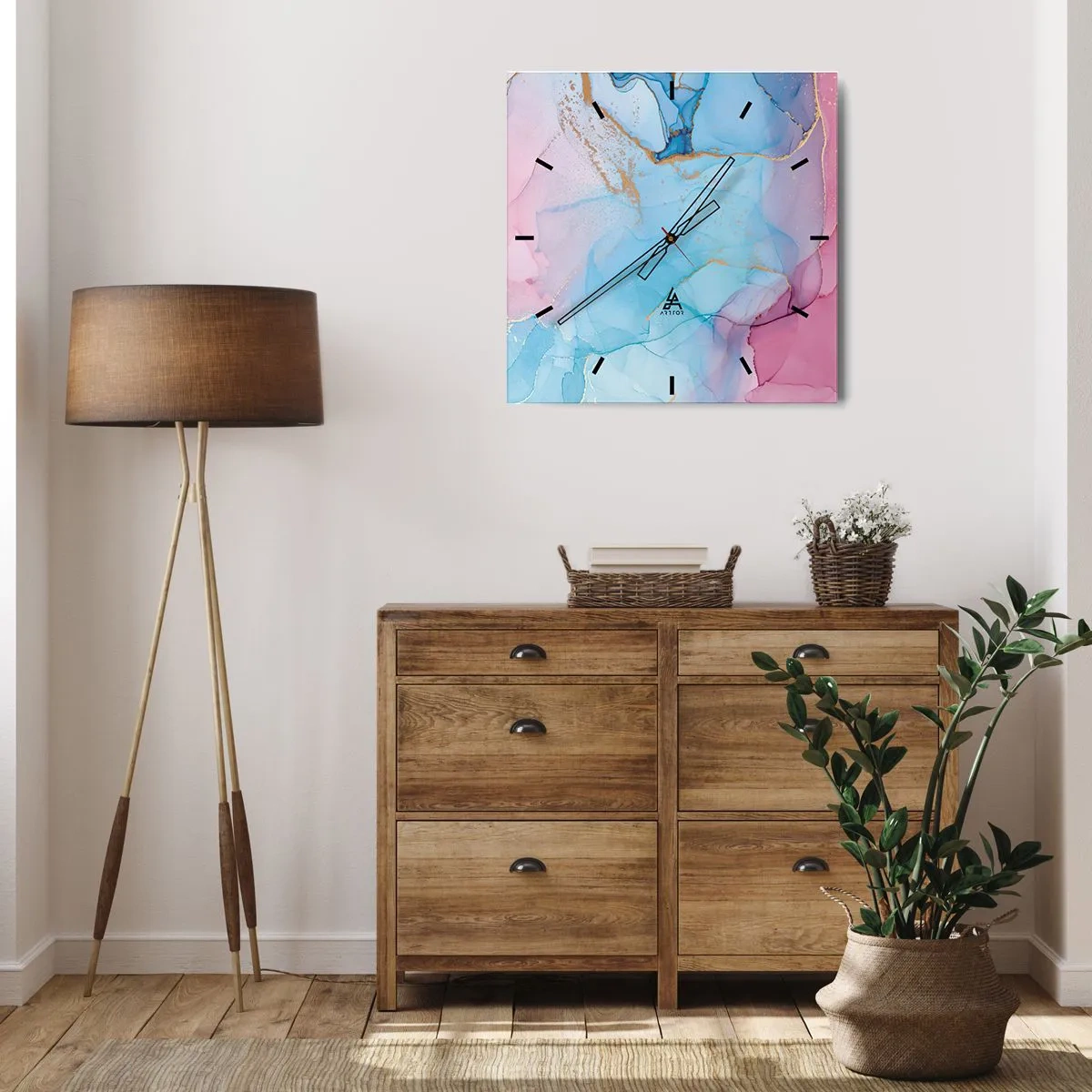 Zegar ścienny - Spotkanie i przenikanie - 40x40 cm