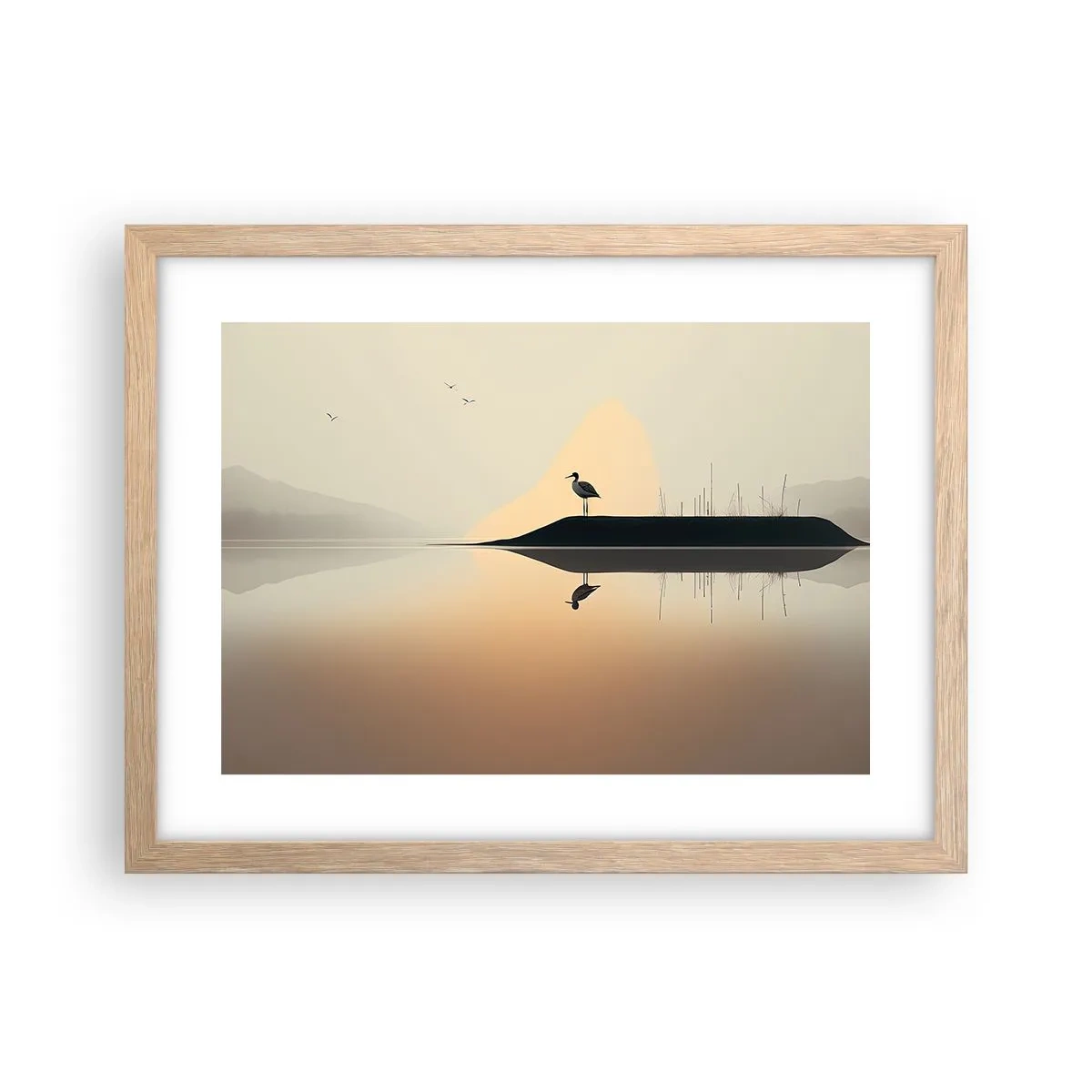 Plakat w ramie jasny dąb - Pan na jeziorze - 40x30 cm