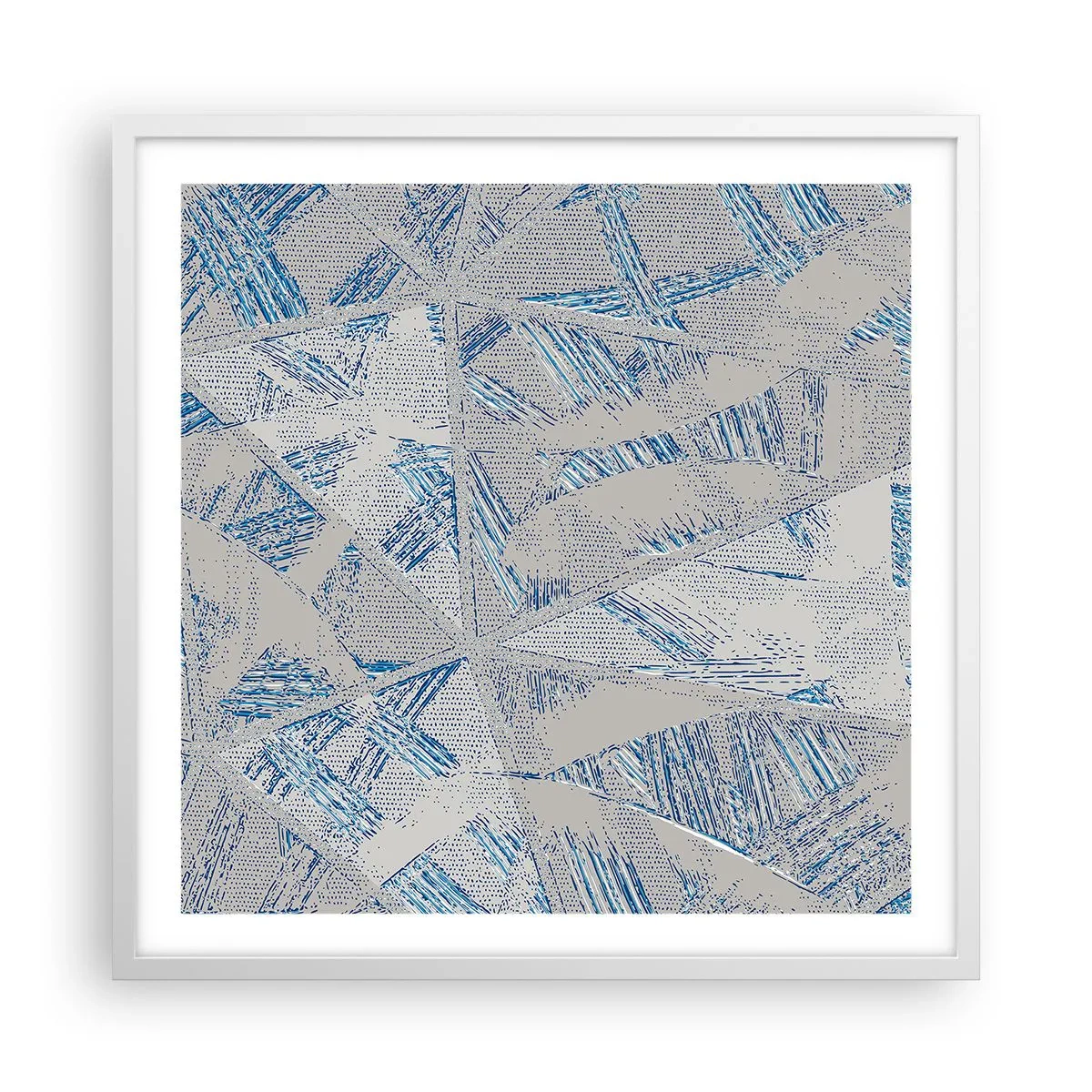 Plakat w białej ramie - W szaroniebieskim labiryncie - 60x60 cm