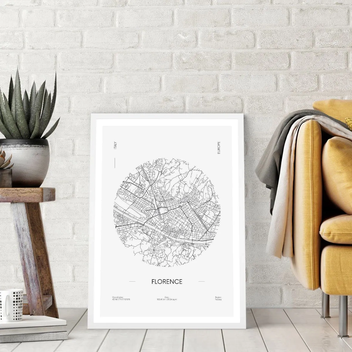 Plakat w białej ramie - Anatomia Florencji - 61x91 cm