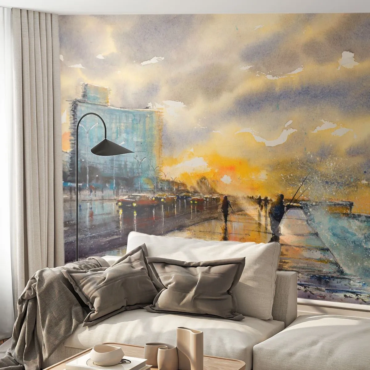 Fototapeta Premium Sand - Życie na brzegu - Pejzaż, Sztuka, Zachód Słońca - 300x210 cm