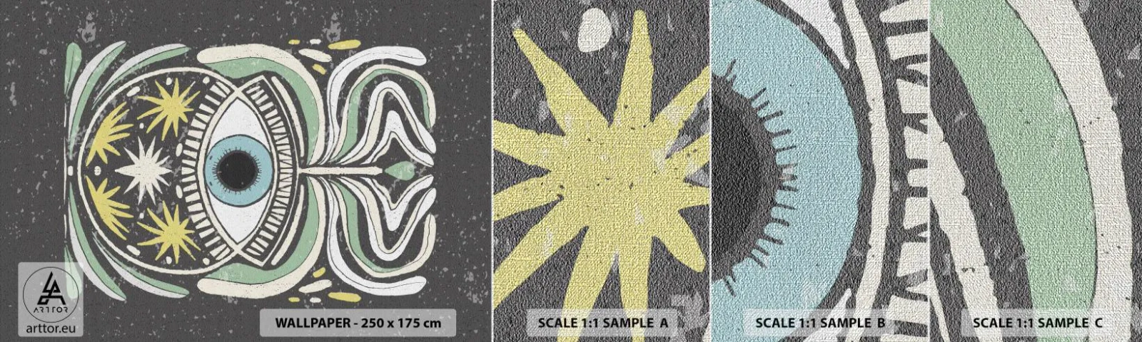 Fototapeta Próbka Premium Canvas - Plemienne rytuały - Boho, Oko, Pastelowe - 100x30 cm