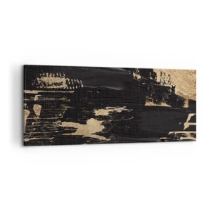 Obraz na płótnie - Abstrakcyjna kompozycja w odcieniach czerni i złota - 120x50cm - Ślad dotyku - Nowoczesna dekoracja ścienna do salonu i sypialni ARTTOR