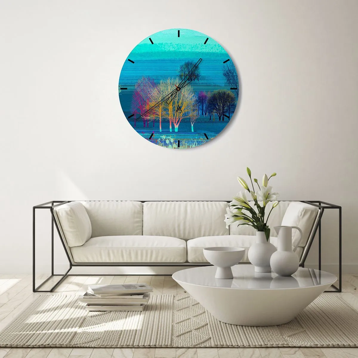 Zegar ścienny - Wyczesany pejzaż - 30x30 cm