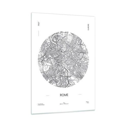 Obraz na szkle - Mapa Rzymu w formie szczegółowego rysunku ulicznego - 50x70cm - Anatomia Rzymu - Nowoczesna dekoracja ścienna do salonu, kuchni i sypialni ARTTOR