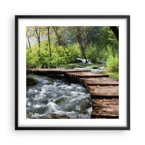 Plakat w czarnej ramie - Nad pienistą kaskadą - 50x50 cm