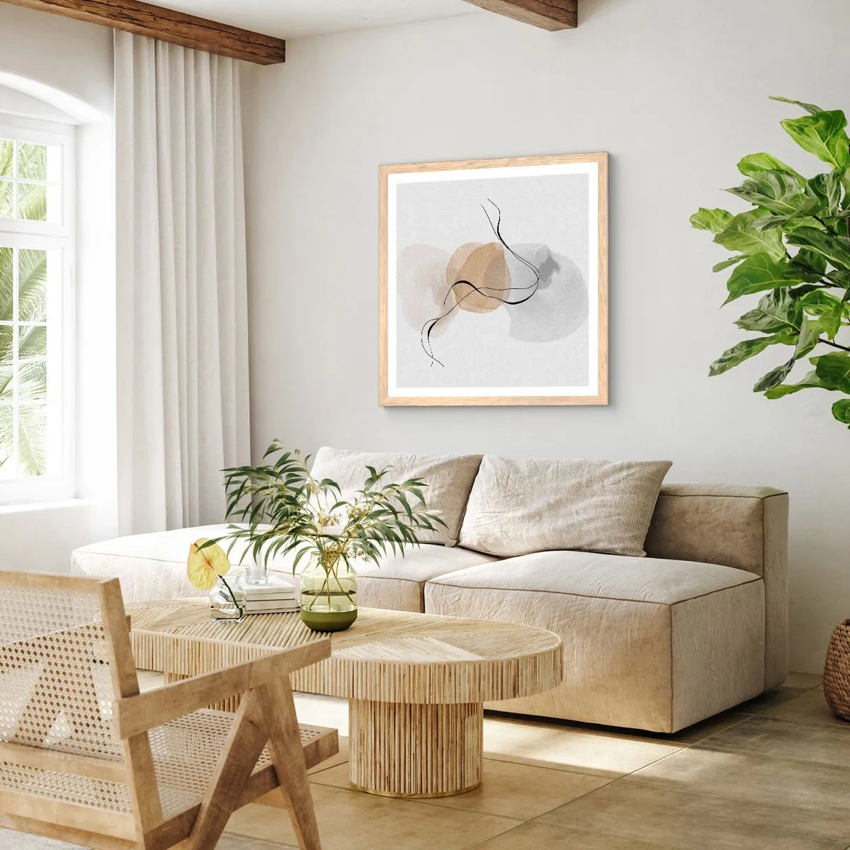 Plakat w ramie jasny dąb - Powietrzne paciorki - 30x30 cm