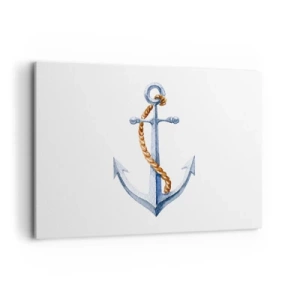 Obraz na płótnie - Kotwica z liną w akwarelowym stylu - 120x80cm - Ahoj przygodo! - Nowoczesna dekoracja ścienna do salonu, kuchni i sypialni ARTTOR