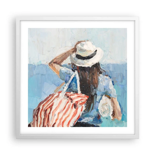 Plakat w białej ramie - Witaj na wakacjach - 50x50 cm
