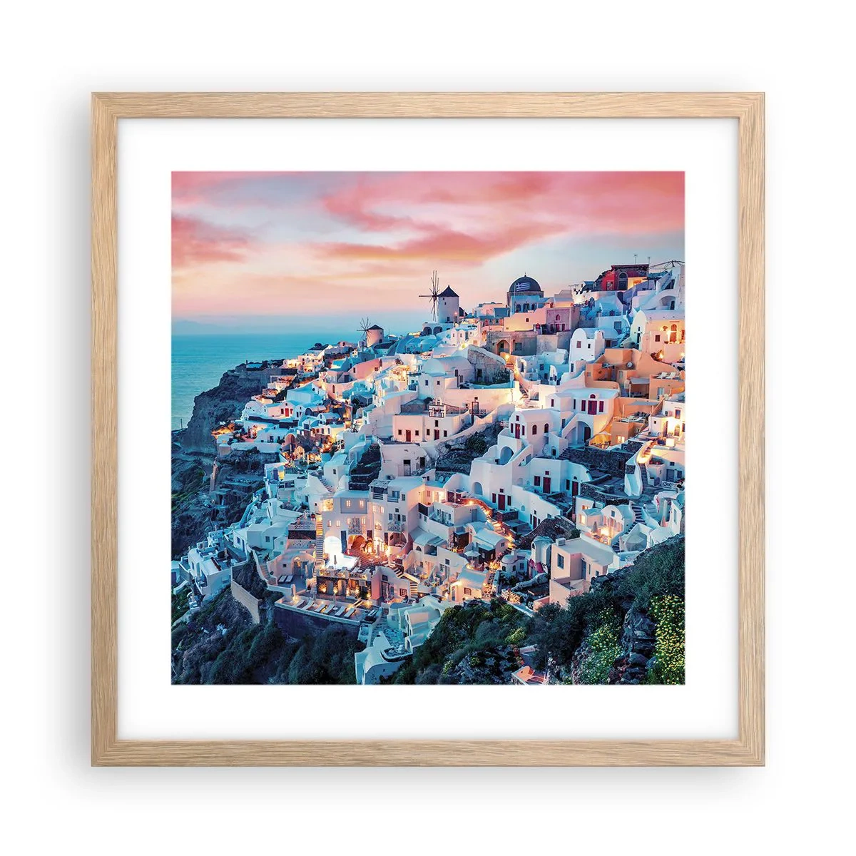 Plakat w ramie jasny dąb - Twoje wielkie greckie wakacje - 40x40 cm