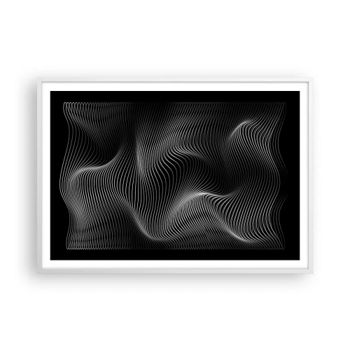 Plakat w białej ramie - Taniec światła w przestrzeni - 100x70 cm