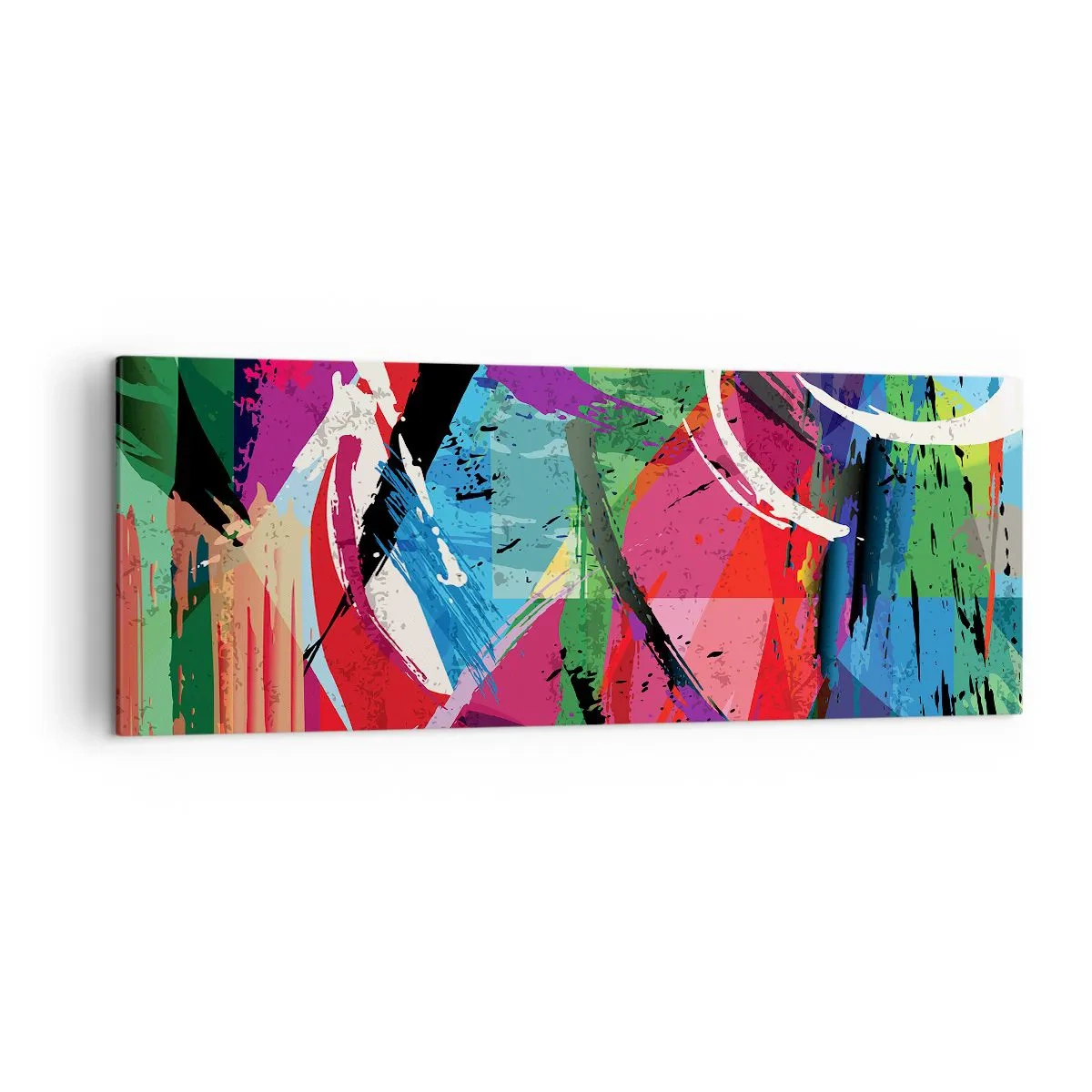 Obraz na płótnie - Kolorowa abstrakcja z dynamicznymi pociągnięciami pędzla - 140x50cm - Szybko, żywo i skocznie - Nowoczesna dekoracja ścienna do salonu i sypialni ARTTOR