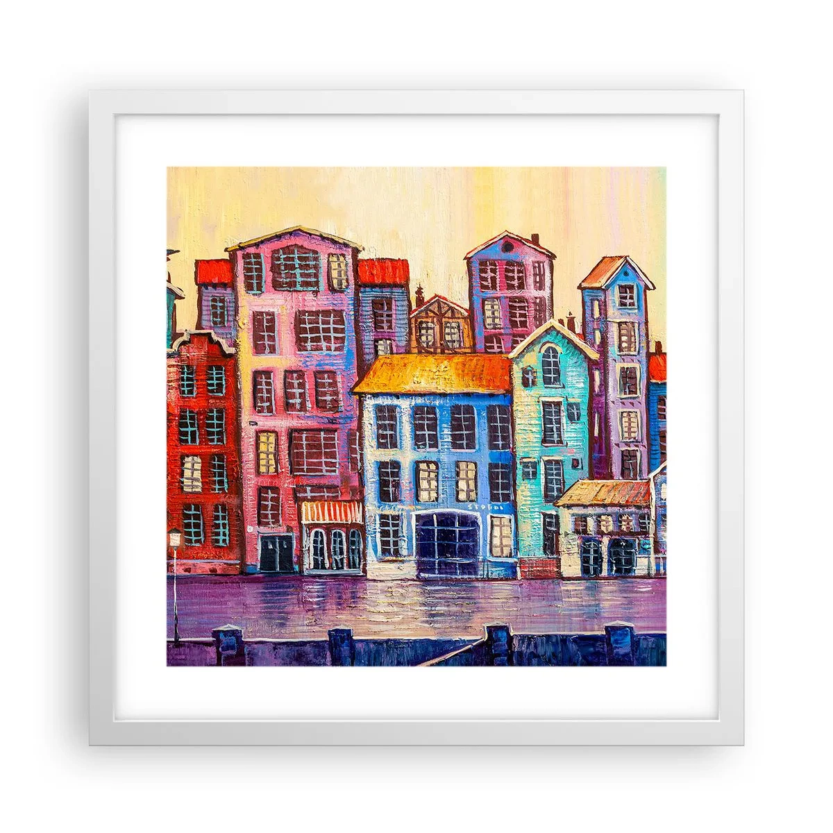 Plakat w białej ramie - Miasto jak z bajki - 40x40 cm