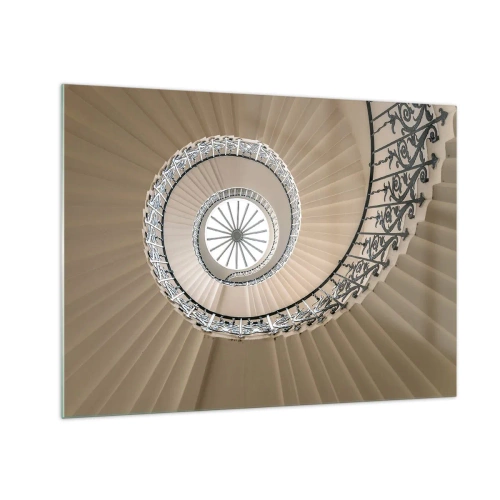 Obraz na szkle - Widok w górę spiralnych schodów przypominających muszlę - 70x50cm - W środku muszli - Nowoczesna dekoracja ścienna do salonu i sypialni ARTTOR