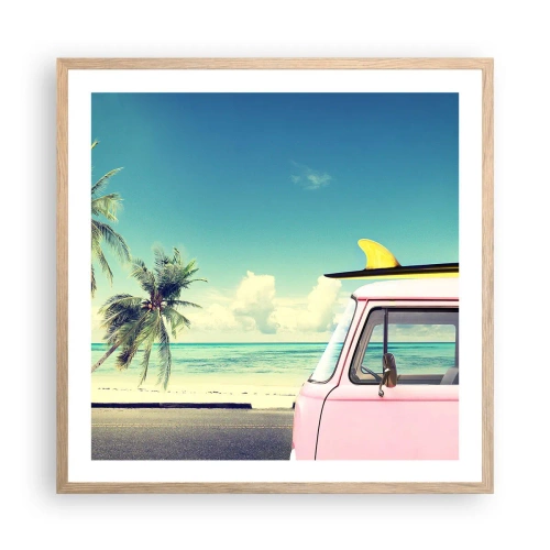 Plakat w ramie jasny dąb - Wakacje czas zacząć - 60x60 cm