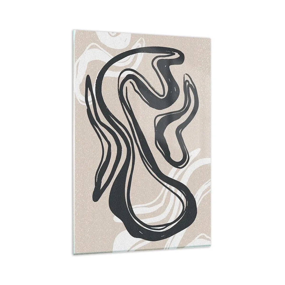 Obraz na szkle - Abstrakcyjne linie w ciemnych odcieniach na beżowym tle - 80x120cm - Ekspresja zwielokrotniona - Nowoczesna dekoracja ścienna do salonu i sypialni ARTTOR